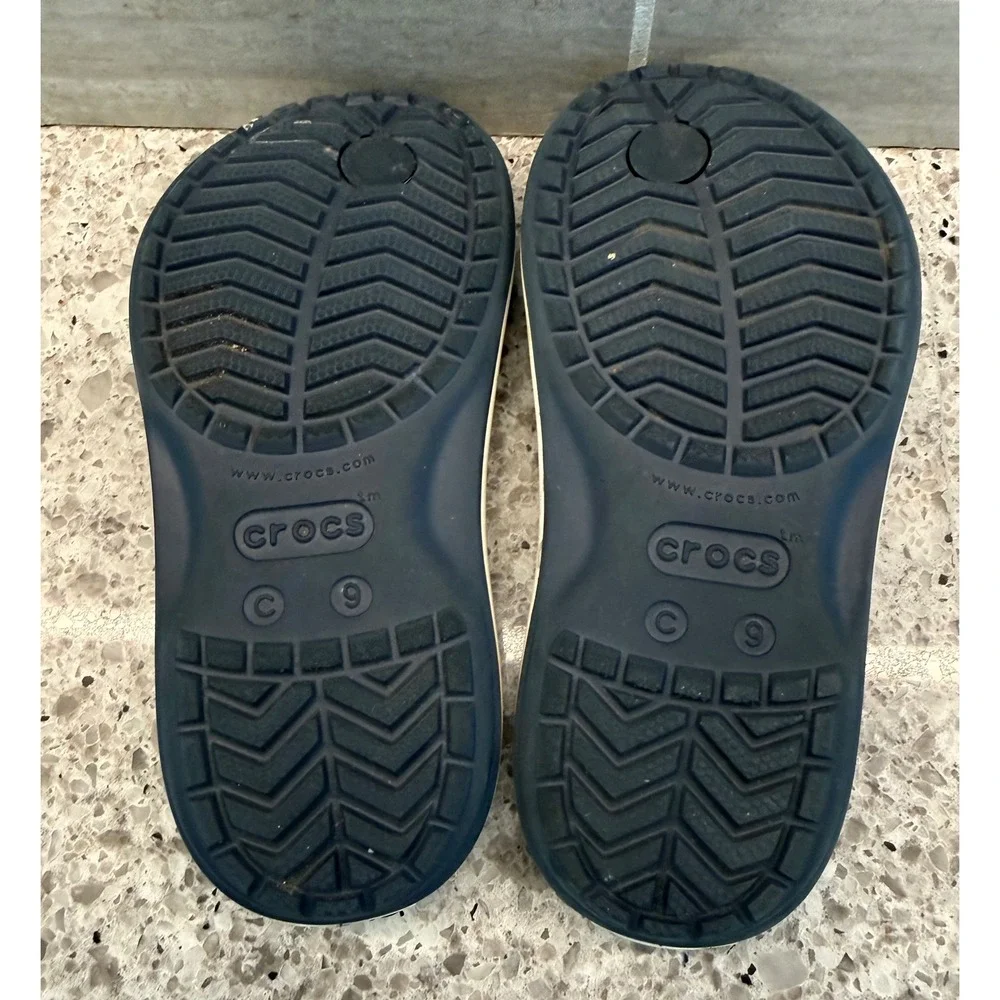 Kids Navy Blue and White Crocs Flip Flops‎